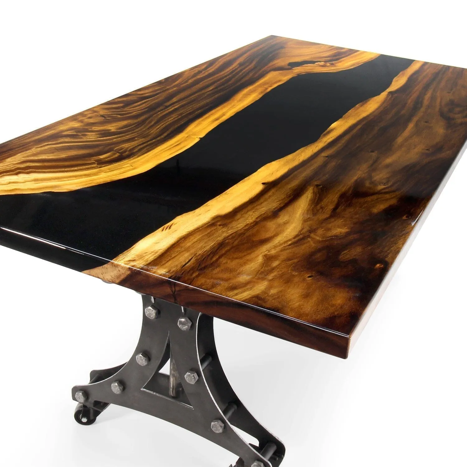 Walnut Live Edge Slab Dining Tabletop - Black River Epoxy - 80 x 40 x 2"
