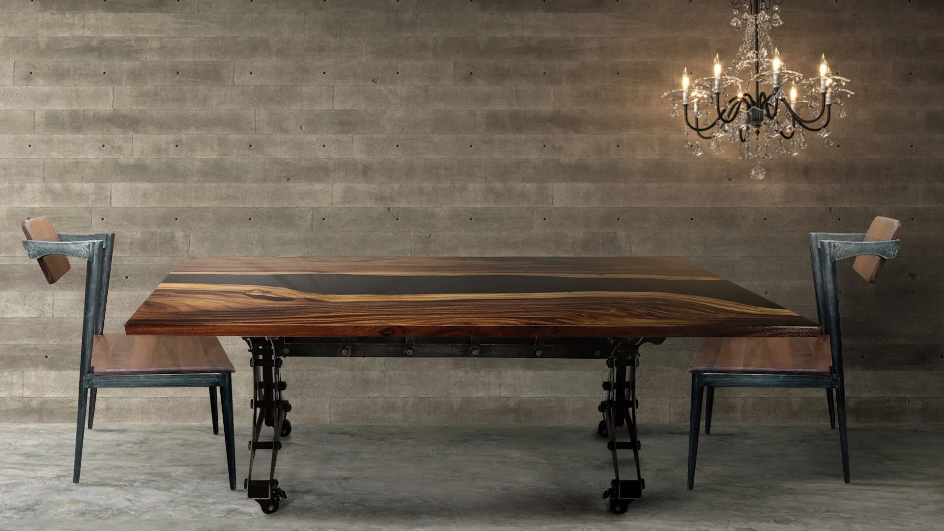 Walnut Live Edge Slab Dining Tabletop - Black River Epoxy - 80 x 40 x 2"