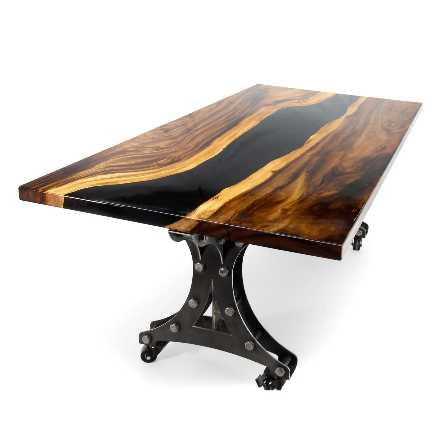 Walnut Live Edge Slab Dining Tabletop - Black River Epoxy - 80 x 40 x 2"