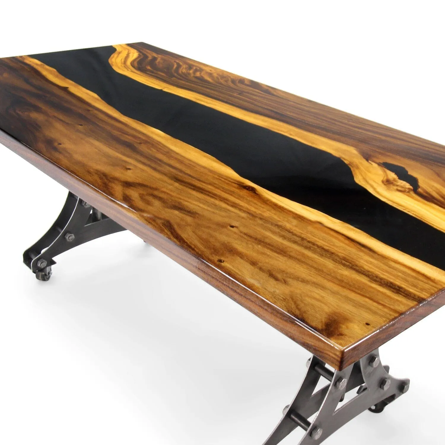 Walnut Live Edge Slab Dining Tabletop - Black River Epoxy - 80 x 40 x 2"