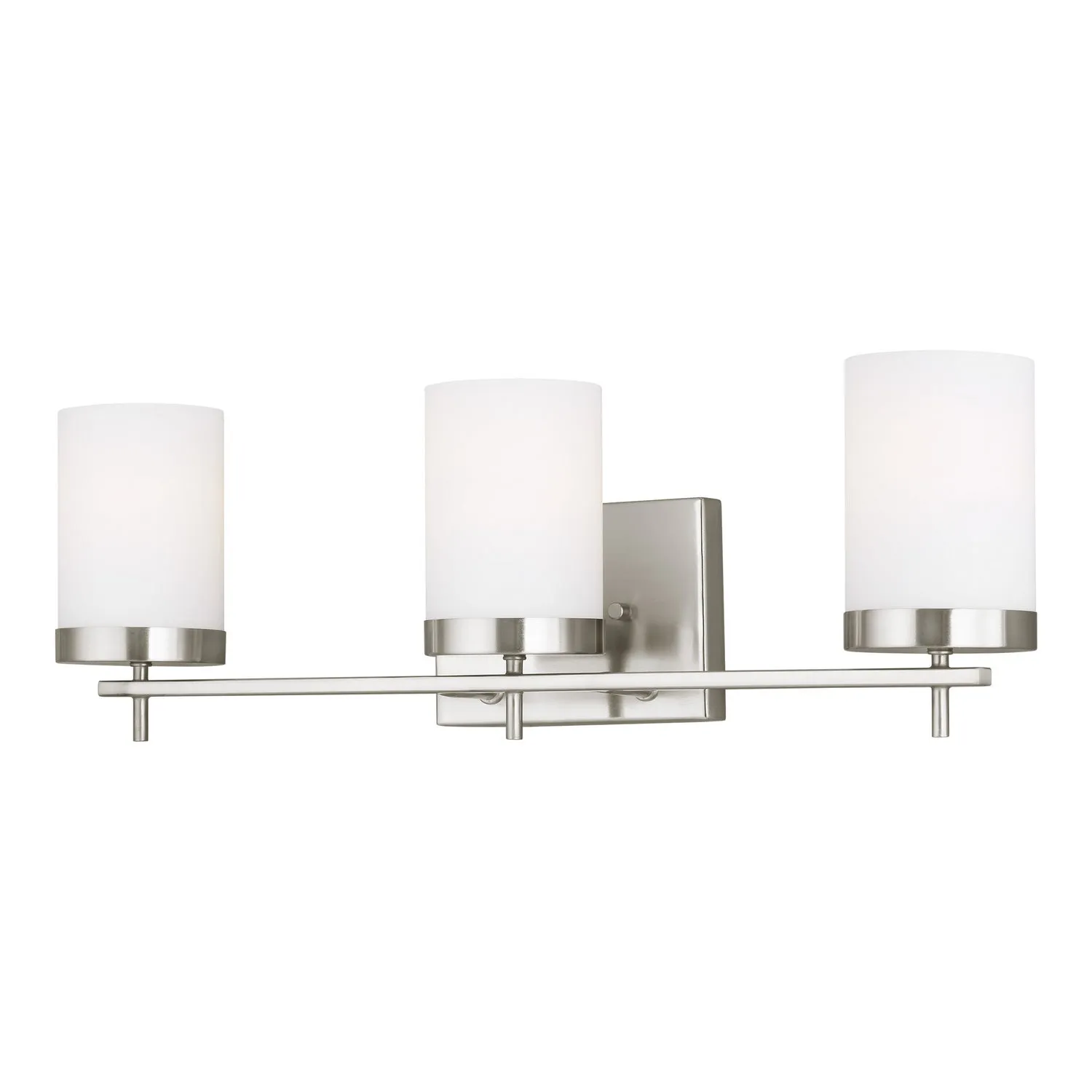 Zire 3-Light Bath in Brushed Nickel with Etched & White Inside Glass